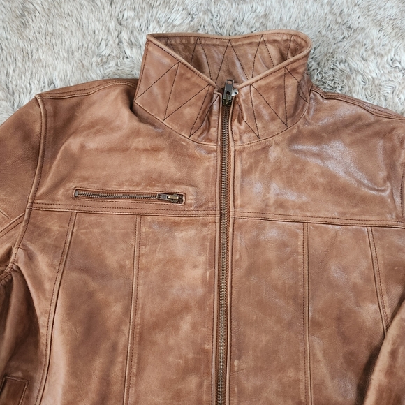 Free People We‎ The Free Skyline Leather Jacket In Caramel Brown - Picture 5 of 12